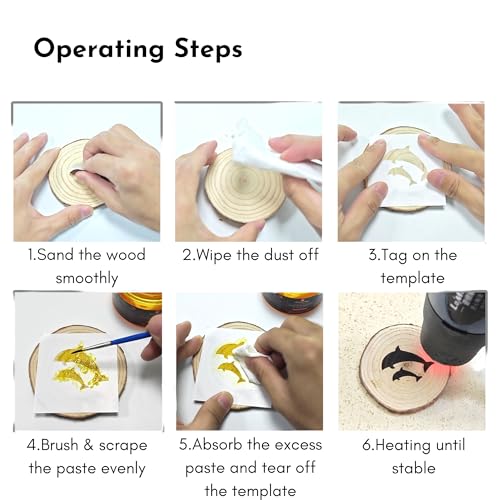 Bigthumb - Wood Burning Gel Kit 4 OZ | Heat Activated Non-Toxic Paste for DIY Crafting, with Mini Scraper, Template Sticker, Paint Brush - Accurately BIGTHUMB