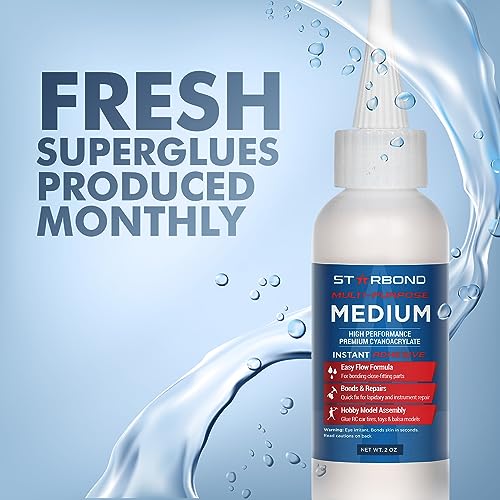 Starbond 2 oz. Medium CA Glue (Premium Cyanoacrylate Super Glue) for Quick Glue-ups, Woodworking, Woodturning, Hobby Models Starbond