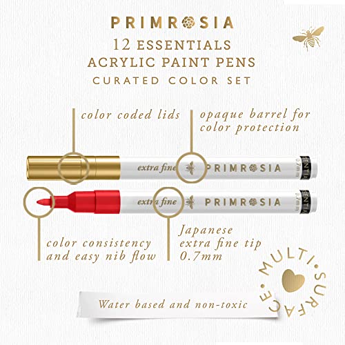 Primrosia Acrylic Paint Pens Brights Collection, Extra Fine Tips for arts, crafts and office supplies Primrosia