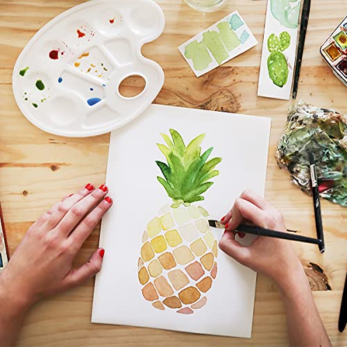 Sable Watercolor Brushes Professional, Fuumuui 8Pcs Kolinsky Sable Brush Set Variety Shapes with Flat, Round Pointed, Cat's Tongue Oval Wash Perfect Fuumuui