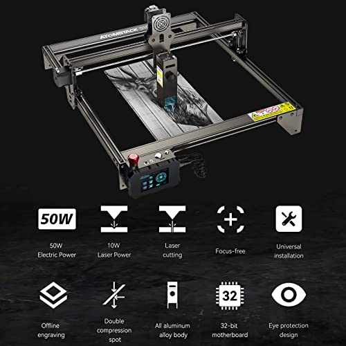 ATOMSTACK S10 Pro Laser Engraver, 10W Output Diode Laser Cutting Machine with 0.06*0.06mm Compressed Spot, 50W High Precision Laser Engraving KoveYzao