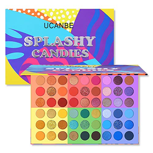 UCANBE 54 Colors Splashy Candies Eyeshadow Palette, Highly Pigmented Matte Shimmer Soft Creamy Glitter Rainbow Bright Powder Eye Shadow Blendable UCANBE