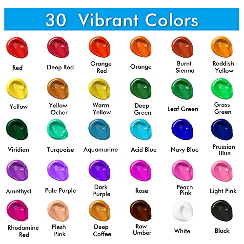 Shuttle Art Acrylic Paint Set, 30 x12ml Tubes Artist Quality Non Toxic Rich Pigments Colors Great for Kids Adults Professional Painting on Canvas Shuttle Art