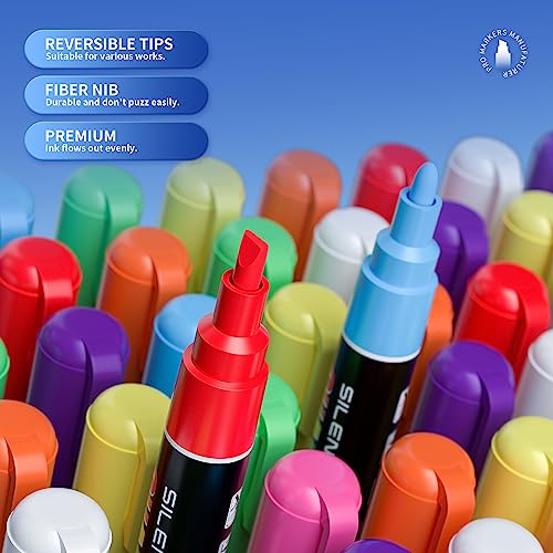 SILENART Red Chalk Markers 2 Pack - Red Dry Erase Markers Pen - Liquid Chalk Markers for Chalkboard, Window, Glass, Mirror, Blackboard - 3-6mm SILENART