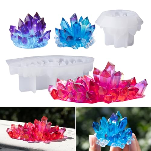 LET'S RESIN Crystal Cluster Resin Molds, Large and Small Size Crystal Shape Silicone Molds for Resin, Quartz Epoxy Resin Molds for Resin Crafts, DIY LET'S RESIN