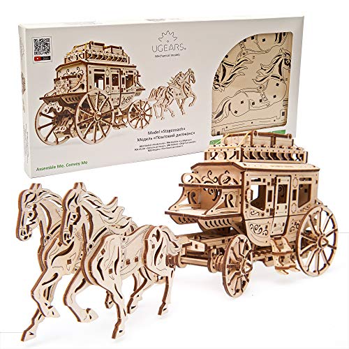 UGEARS Mechanical Wooden 3D Puzzle Model Stagecoach Construction Set UGEARS