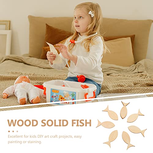 COHEALI 100pcs Unfinished Wooden Fish Cutout Shapes Blank Wood Animal Slices for DIY Arts Crafts Painting Summer Ocean Sea Theme Party Decorations COHEALI