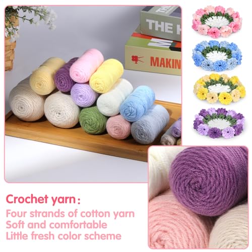 Crochet Kit for Beginners-4PCS Coaster Flower Pot Crochet Kits Coaster Crochet Starter Kit with Crochet Yarns ,Hooks, Easy Videos Tutorials to Iuuidu