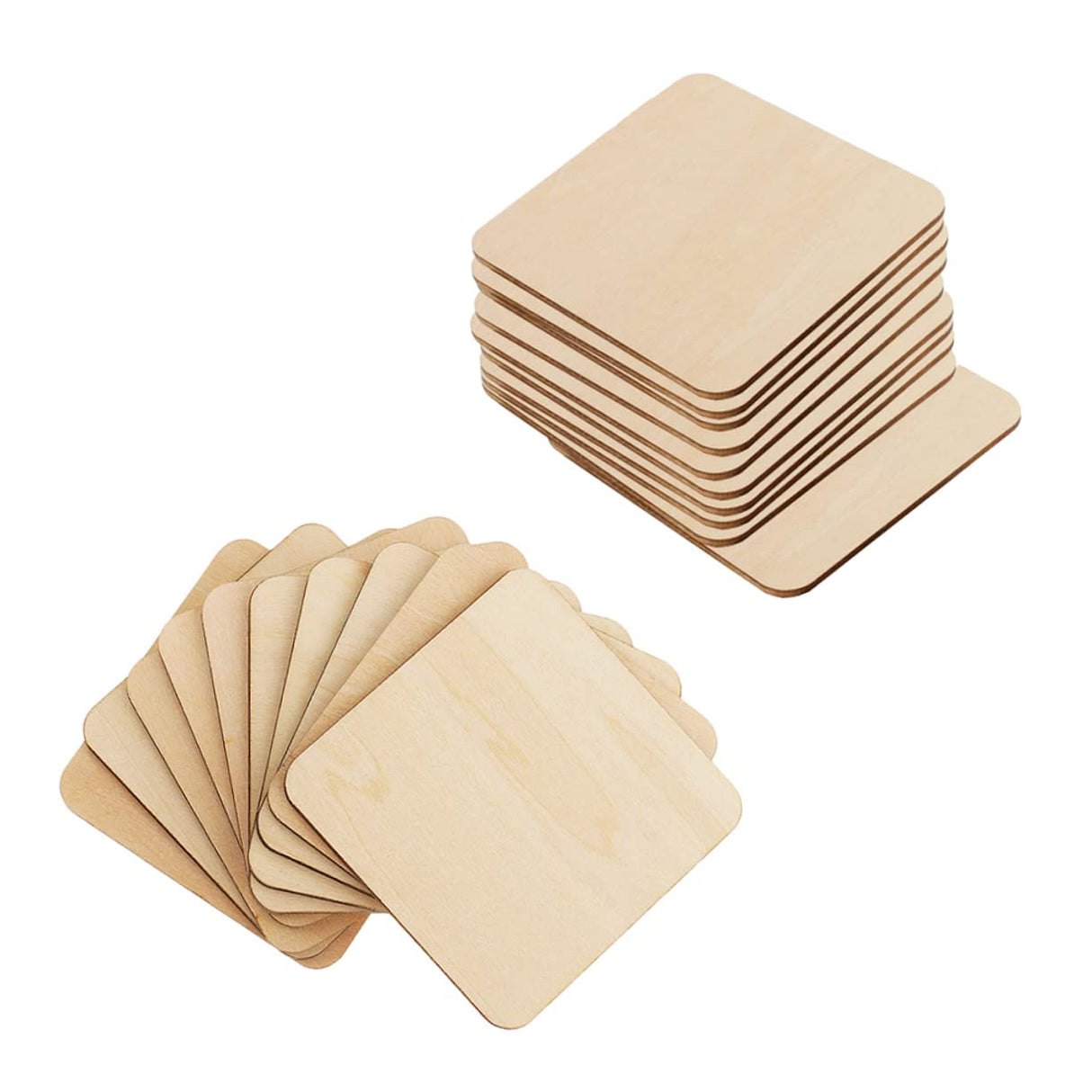 BESPORTBLE 20pcs Wooden Square Cutouts Square Wood Cutout DIY Cutouts Crafts Jewelry Accessories Unfinished Wood Crafts Natural Wood Slices Wooden BESPORTBLE