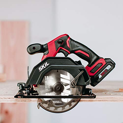 SKIL PWR CORE 12 Brushless 12V Compact 5-1/2 Inch Circular Saw, Includes 4.0Ah Lithium Battery and PWR JUMP Charger - CR541802, Red Skil