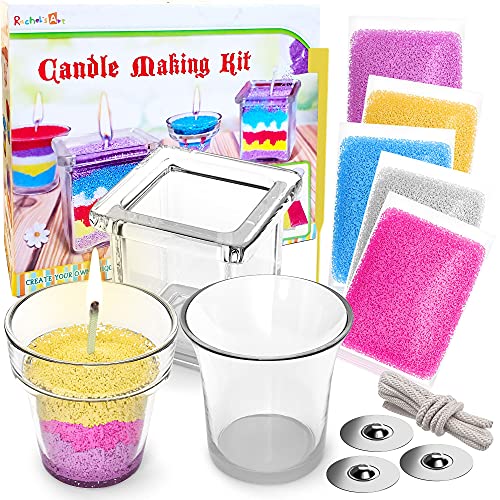 Rachel's Art - Candle Making Kit for Kids - DIY Kids Candle Making Kit - Design and Make Your Own Candles - Craft Supplies & Materials - 3 Glass Rachel's Art