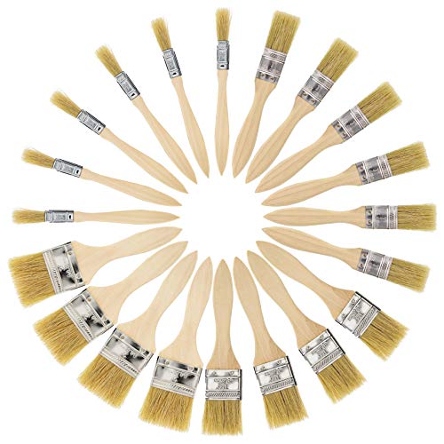 US Art Supply 20 Pack of Assorted Size Paint and Chip Paint Brushes for Paint, Stains, Varnishes, Glues, and Gesso US Art Supply