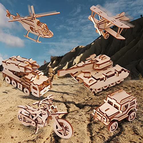 calary 3D Wooden Puzzle Simulation Animal Dinosaur Assembly DIY Model Toy for Kids and Adults,Set of 6 calary