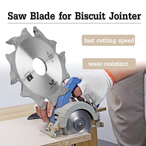 6 Tooth 22mm Bore Biscuit Joiner Blade, 100mm / 4inch Carbide Biscuit Jointer Blade Cutter Replacement, 6 Tooth Carbide Plate Joiner Blade, Acogedor