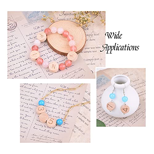 Pandahall 72pcs Wooden Alphabet Number Beads Set Unfinished Beech Flat Round Loose Spacer Beads for DIY Crafts Jewelry Making Personalized Name ID PH PandaHall