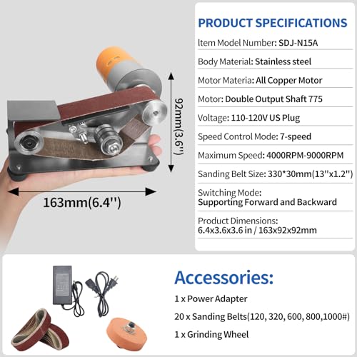 SI FANG Electric Mini Belt-Sander Polishing-Sharpening - Portable Sanding Machine Mini Bench Grinder Kit, 7 Speed Knife Sharpener for Making SI FANG