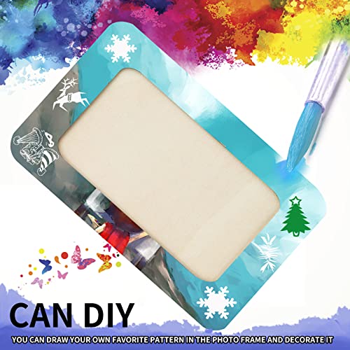 RYKOMO 12 Pieces DIY Wood Picture Frames Unfinished Solid Wood Photo Picture Frames for 4 x 6 in Photos, Standing Wooden Photo Frames for Crafts RYKOMO