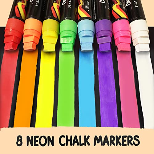 8 Washable Window Markers for Cars - 15mm Jumbo, 3 in 1 Nib, 28g Ink - Liquid Chalk Markers for Chalkboard, Blackboard, Glass, Bistro, Auto, Menu Chalkola