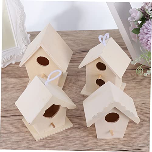 Yardwe 5 Pcs Garden Desktop Hanging Bird Ornament Bird House DIY Unfinished Birds Pendant Birdhouse Kit Mini Birdhouse Small Birdhouse Kids Suit Yardwe