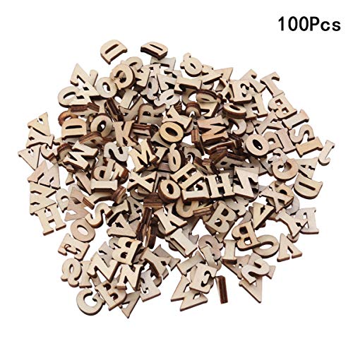 SEWACC Unfinished Wood Crafts 100pcs Mini Wooden Alphabet Letters Unfinished Wood Letters English Letters Natural Wooden Slice for Scrapbooking DIY SEWACC