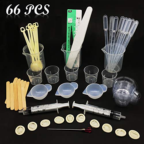 Woohome 66 PCS Epoxy Resin Tools Kit, Silicone Mold Tool Included Measuring Cup, Silicone Mixing Cups, Tweezers with Mixing Sticks, Dropping Pipette, Woohome