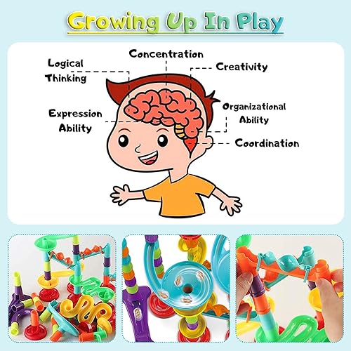 Toys for Boys 4-6 - Marble Runs 3D Maze Game DIY Educational Toys for Kids 5-7 Birthday Gift,Track Pipe Building Blocks Mini Glass Marbles for Kipawa
