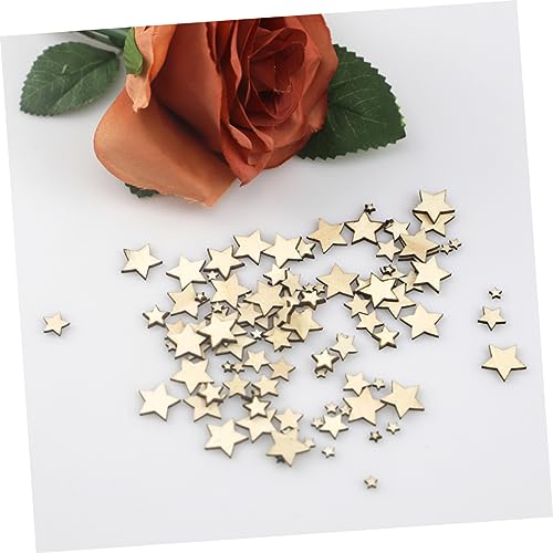 TEHAUX 300pcs Embellishments Star Wood Decor Unfinished Woods Slices Craft Decked Star Wood Ornaments Natural Unfinished Wood Slices Hanging TEHAUX