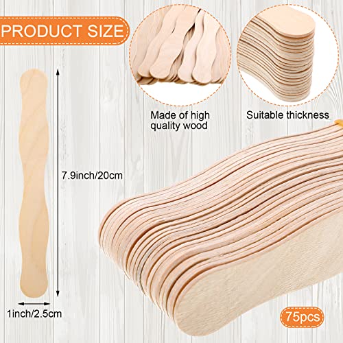 Fan Handle Craft Sticks Wavy Wooden Sticks, Blank White Cardstock, Double Sided Tape Church Fans for DIY Crafting Painting Hand Held Parlor Fans Kathfly