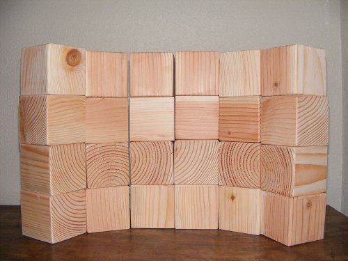 3-Inch Natural Unfinished Wood Blocks - Set of 96 (Ninety six) Wooden Cubes (Each is 3 Inches Square) Steve's Gift Shoppe