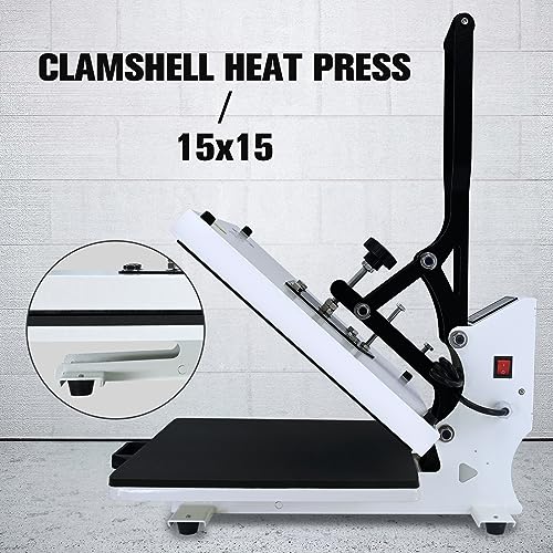 ColorSub Heat Press Machine for T-Shirt 15x15, Digital Industrial Quality Heat Press Machine Clamshell Transfer Sublimation Print Press Machine White ColorSub