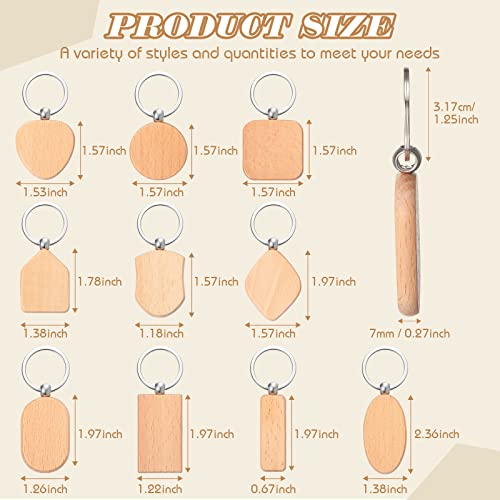 80 Pieces Wood Keychain Blanks Wooden Blank Keychains Unfinished Blanks Wood Keychains Key Tag Blank Wooden Key Chain Keyring Keychain Bulk Keychain Batiyeer