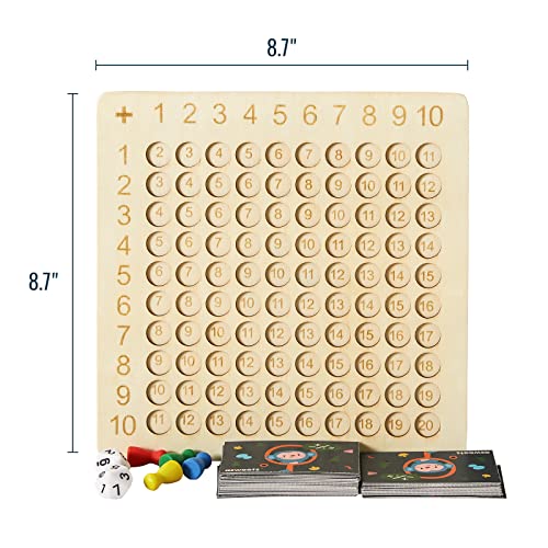 Asweets 2 in 1 Wooden Montessori Multiplication Addition Board Game Montessori Toy Educational Math Table Board Game Double-Sided Boards for Toddlers Asweets