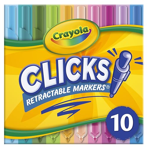 Crayola Clicks Retractable Markers (10ct), Washable Markers for Kids, Click Markers, School Supplies for Kids, Gifts, Ages 5+ Crayola