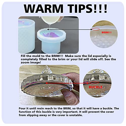 RESINWORLD Large Resin Jar Molds with Lids + 2Pcs Inner Pyramid Silicone Molds with 1Pcs Plastic Frame ResinWorld