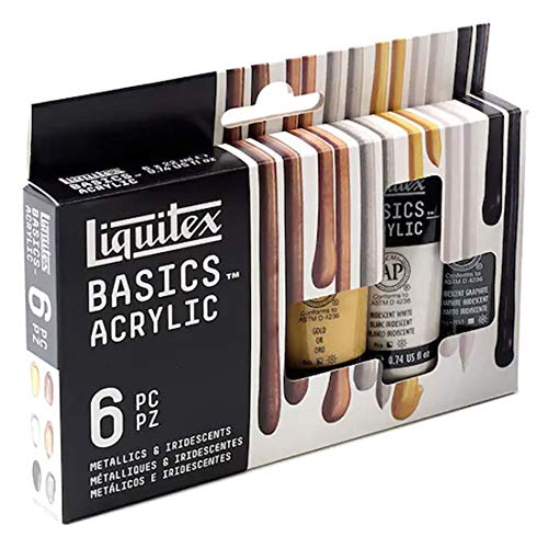 Liquitex Basics Metallics & Iridescents Acrylic Paint Set Paints