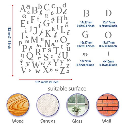 BENECREAT Letters Stencils, Irregular A to Z Alphabet Metal Stencil Uppercase Lower Letters Template for Painting, Wood Burning, Engraving, BENECREAT