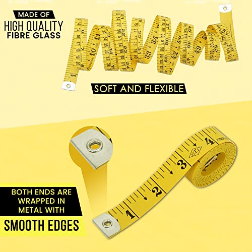 Unitedprime Flexible Tape Measure Pack of 2, Accurate Dual Scale Standard & Metric Measurements Tape,Soft Measuring Tape for Body, Weight Loss Sewing UNITEDPRIME