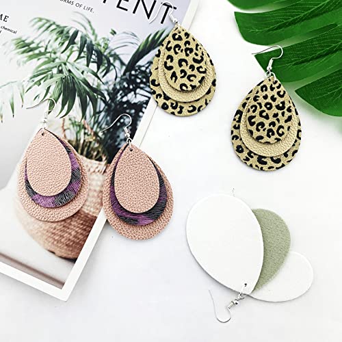 AOUXSEEM 181 Pcs Faux Leather Earrings DIY Making Kit, Contains 60 Pre Cut Metallic Vinyl and Leopard Printed Fabric Earring Pieces,60 Earring Hooks AOUXSEEM