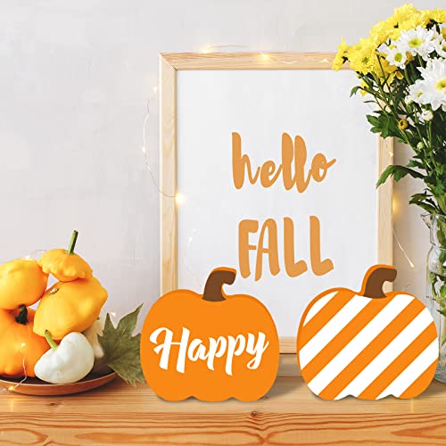 Whaline 6Pcs Fall Pumpkin Wooden Cutouts with Ropes Unfinished Pumpkin Shaped Table Wooden Signs for Fall Thanksgiving Halloween Tiered Tray Home Whaline