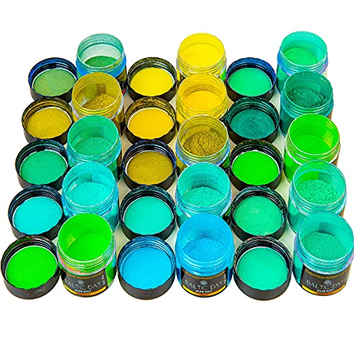 BALTIC DAY - Mica Powder, 60 x 5g Jars of Mica Powder for Epoxy Resin Set - Epoxy Resin Color Pigment Powder - Pigments for Soap Making, Candle, BALTIC DAY