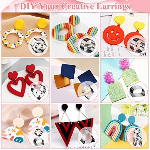 Polymer Clay Earring Making Kit- 30 Clay Earring Cutters, 24 Color Polymer Clay, 8 Circle Cutters, Rollers, B7000 Glue, 640 PCS Earring Making Tools Lucomb