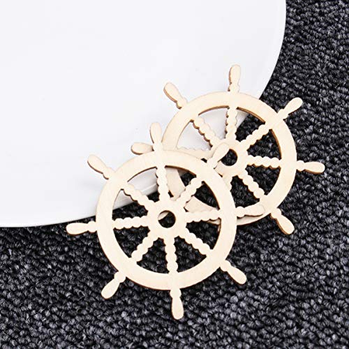 Healifty 100pcs Wooden Rudder Nautical Ornaments Beach Coastal Decor Painted Unfinished Wood Cutouts Shapes Pieces Crafts Pendants for Wedding Table Healifty
