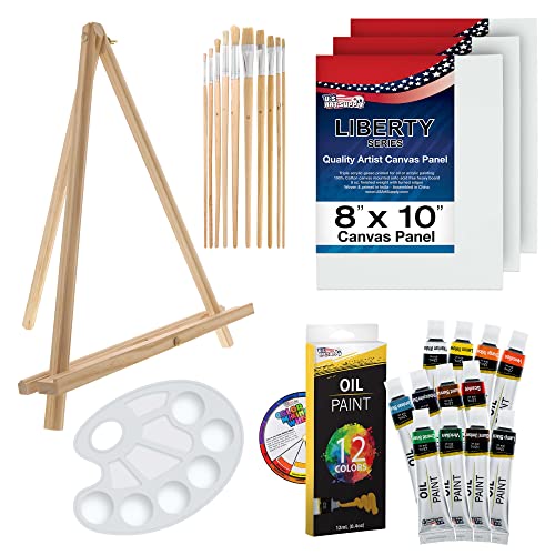 U.S. Art Supply 63-Piece Artist Oil Painting Set with Coronado