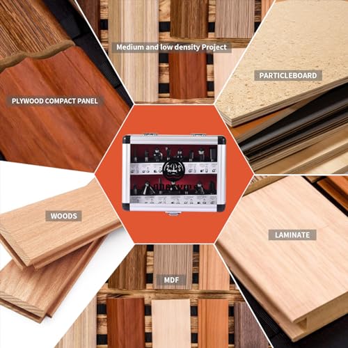 LANGSKIP'S 15 Pieces Carbide Router Bit Set 1/4 Shank Made of 45# Carbon Steel YG8 Alloy Blade for Woodwork Tools - WoodArtSupply