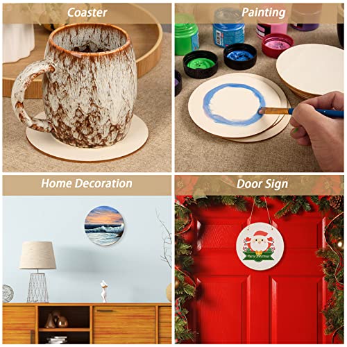 80 Pcs 5 Inch Wood Circles for Crafts Unfinished Wood Circles Wood Rounds Natural Round Wooden Disc Cutouts Blank Wood Circle Slices for DIY Crafts, AWIZOM