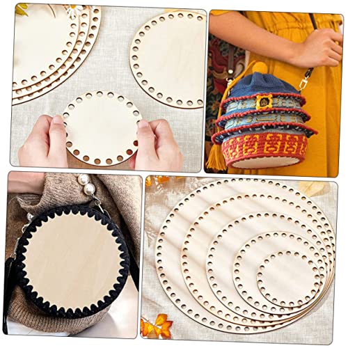 Ciieeo 10 Pcs Woven Bag Base Round Purse Knitted Tote Bag Woven Baskets DIY Wood Bag Bottom Crochet Basket Kit Basket Weaving Kit Wood Crocheting Bag Ciieeo