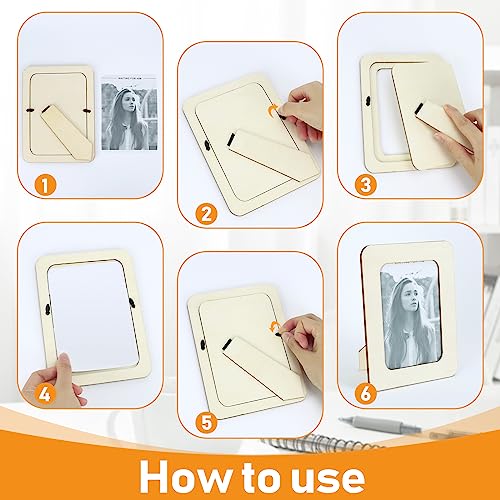VOKOY 15 Pack Wooden Picture Frames for Crafts, 4" x 6" Photos Standing Postcard Picture Frame Set Unfinished DIY Keepsake Kit Decoratable Coards for VOKOY