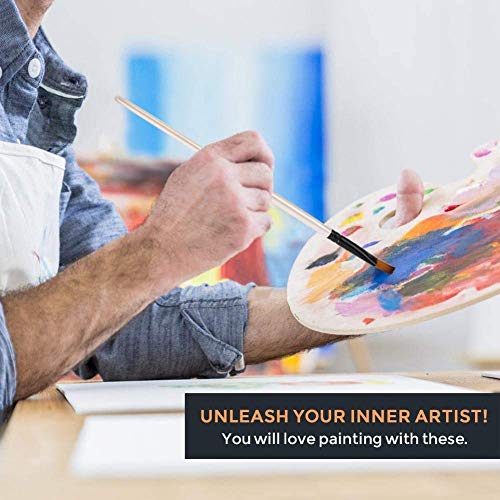 GETHPEN Angular Paint Brushes Nylon Hair Angled Watercolor Pait Brush Set for Acrylics Watercolors Gouache Inks Oil and Tempera(12pcs Pearl White GETHPEN