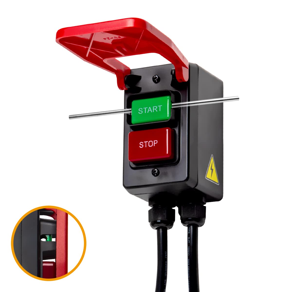 POWERTEC 71754 120V Safety Power Tool Paddle Switch w/Heavy Duty Cords, fits Table Saw, Router Table, Drill Press, Bench Saw, Band Saw POWERTEC