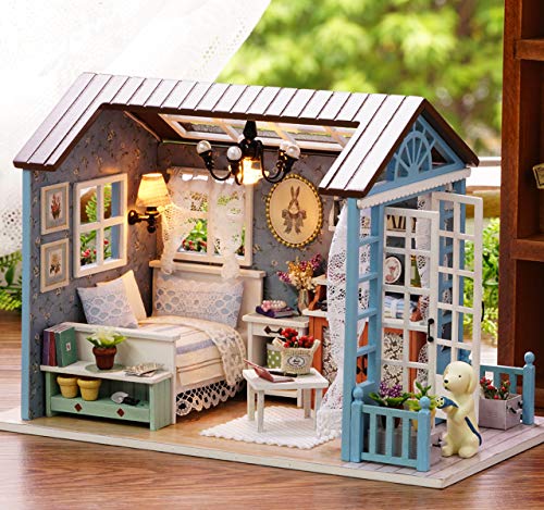 TuKIIE DIY Miniature Dollhouse Kit, 1:24 Scale Wooden Mini Christmas Doll House Accessories with Furniture for Kids Teens Adults(Forest Times) TuKIIE